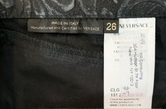 S/S 2014 Look # 5 VERSACE BLACK FLORAL JEANS PANTS size 26