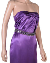 New VERSACE EMBELLISHED AMETHYST STRAPLESS GOWN DRESS ***EVA WORE IN PARIS! 38
