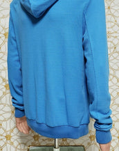 VERSACE JEANS BLUE COTTON HOODED CARDIGAN 48 - 38 (M)