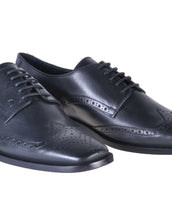 NEW VERSACE BLACK LEATHER OXFORD SHOES 41 - 8