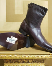 NEW VERSACE COLLECTION BROWN LEATHER BOOTS with SHARP TOE 44 - 11