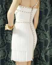 S/S 2012 look # 35 NEW VERSACE ONE SHOULDER WHITE STUDDED DRESS 38 - 2