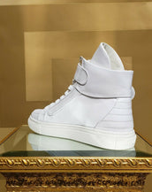New VERSACE VERSUS White Leather Sneakers w/ Pin 39.5 - 9.5