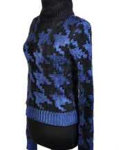 New VERSACE Angora Houndstooth Print Turtleneck Sweater