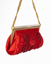 $2,698 NEW VALENTINO RED BEADED EVENING CLUTCH BAG