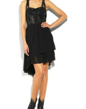 $7,070 New Versace Black Leather Trimmed Mini Dress 38 - 4