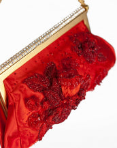 $2,698 NEW VALENTINO RED BEADED EVENING CLUTCH BAG