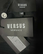 NEW VERSUS VERSACE SILVER COAT JACKET with LEATHER INSERTS 48 - 28