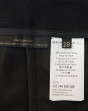 NEW VERSACE BLACK STRETCHY JEANS w/ BLUE LACING size 28