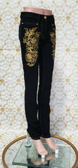 Pre-Fall 2013 L # 2 BRAND NEW VERSACE BAROQUE GOLD EMBROIDERED JEANS size 26