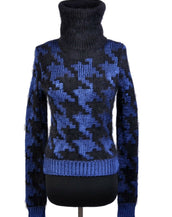 New VERSACE Angora Houndstooth Print Turtleneck Sweater