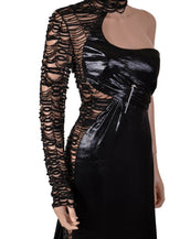 $12,225 NEW VERSACE BLACK ONE SHOULDER EMBELLISHED DRESS GOWN *as seen on Kerry*  40 - 4