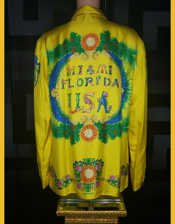 LIMITED EDITION! 1993 ARCHIVE! SOLD OUT! MIAMI FL VERSACE SILK SHIRT IT 56 - 3XL