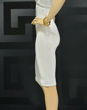 NEW VERSACE WHITE STRETCH DRESS with GOLD SPIKES 46 - 10