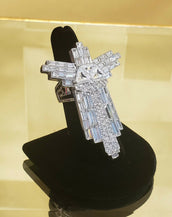 New VERSACE Oversized Graphic Cross Ring with Crystals Size 7.5
