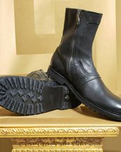 VERSACE ACTUAL RUNWAY BLACK LEATHER BUCKLE BOOTS 2010 F/W LOOK#5 size 44 -11