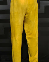 NEW VERSACE MUSTARD YELLOW SUEDE LEATHER PANTS size 32