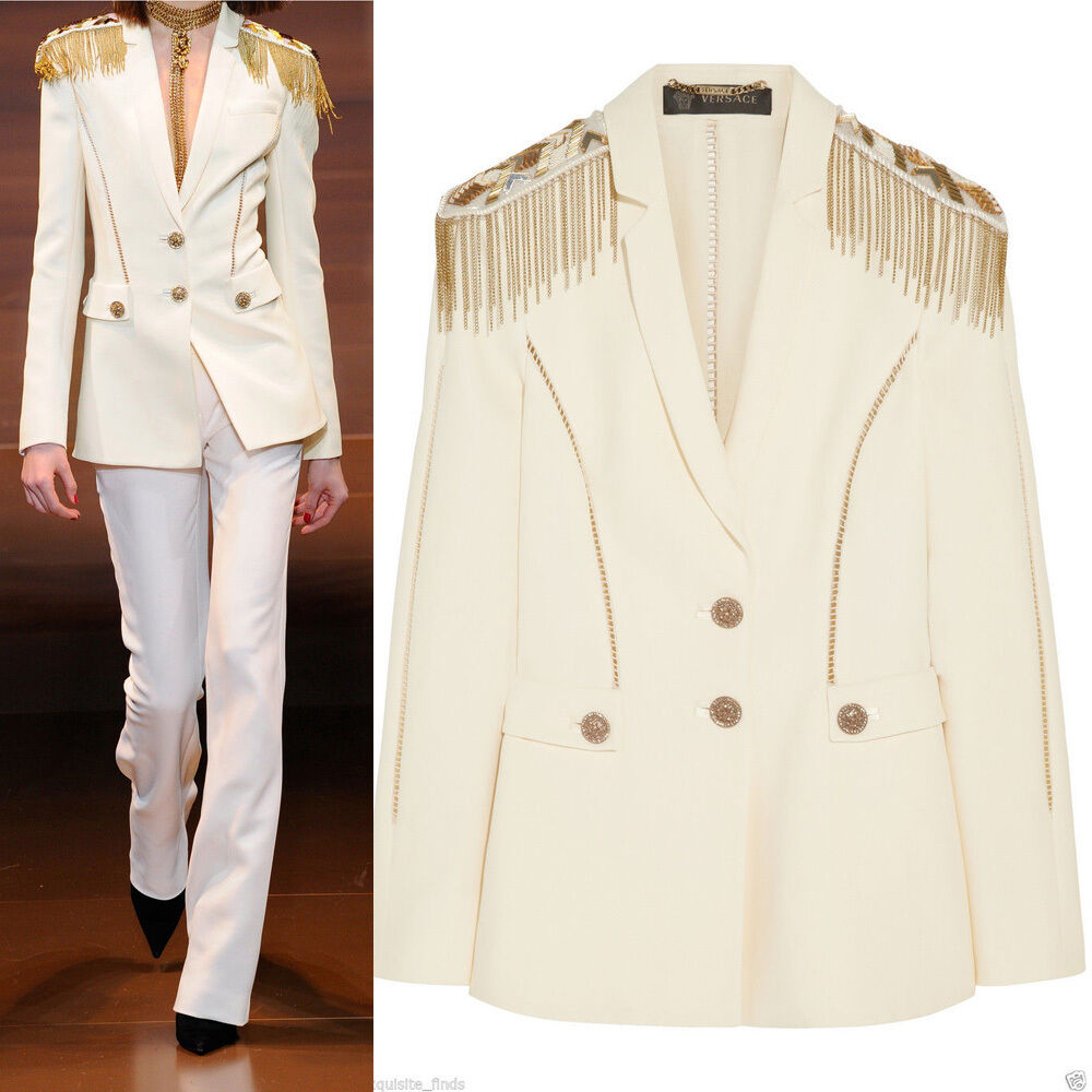 New Versace Embellished silk-crepe blazer 38 - 2 as seen on Jen