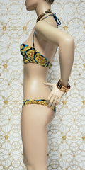 S/S 2013 look # 7 NEW VERSACE BAROQUE PRINTED BLUE SWIMSUIT size XS