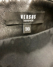 NEW VERSUS VERSACE + ANTHONY VACCARELLO CUTOUT STUDDED LEATHER MINI DRESS 38 - 2