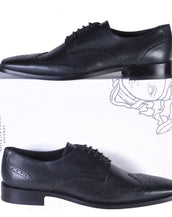 NEW VERSACE BLACK LEATHER OXFORD SHOES 41 - 8