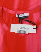 New Versace Collection Stretch Cotton Tee T-Shirt in Red/Pink sz M