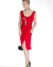 NEW VERSACE EMBELLISHED RED DRESS 40 - 4