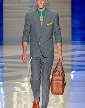 New VERSACE men's runway brown leather travel handbag