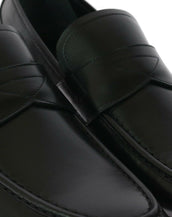 NEW VERSACE BLACK LEATHER LOAFER SHOES 42 - 9