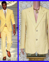 S/S 2012 Look # 17 NEW VERSACE YELLOW FLAX WOOL TAILOR MADE BLAZER JACKET 50-40