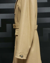 NEW VERSACE BEIGE WOOL COAT with QUILTED LINING 48 - 38