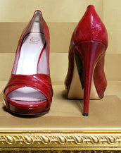 NEW VERSACE RED EEL LEATHER PLATFORM SHOES 40 - 10