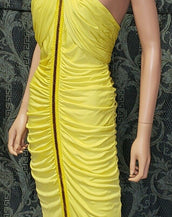 NEW VERSACE EMBELLISHED RUCHED YELLOW DRESS 42 - 6