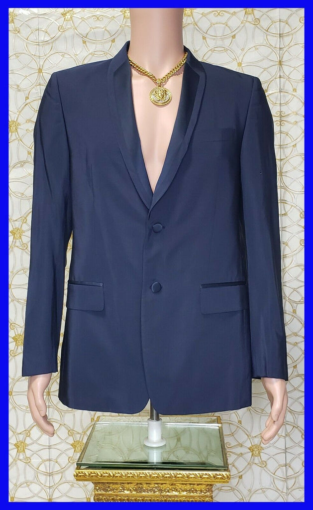 NEW VERSACE COLLECTION NAVY BLUE VISCOSE and WOOL BLAZER JACKET 48 - 38 (M)