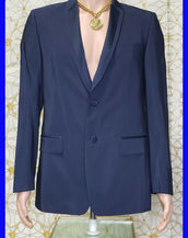 NEW VERSACE COLLECTION NAVY BLUE VISCOSE and WOOL BLAZER JACKET 48 - 38 (M)