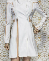 S/S 2011 Look # 4 NEW VERSACE WHITE COTTON TRENCH COAT with NUDE TRIM 38 - 2