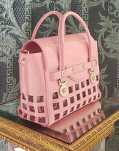 S/S 2015 look # 11 VERSACE PERFORATED PATENT PINK LEATHER BAG