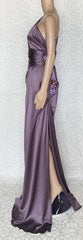 S/S 2009 L# 37 VERSACE ONE SHOULDER PURPLE LONG DRESS GOWN WITH HEARTS 46 - 10