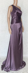 S/S 2009 L# 37 VERSACE ONE SHOULDER PURPLE LONG DRESS GOWN WITH HEARTS 46 - 10
