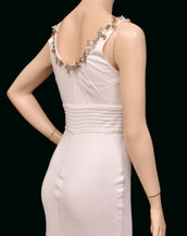 $4,745 NEW VERSACE CRYSTAL EMBELLISHED WHITE LONG DRESS GOWN  42 - 6