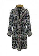 Pre-Fall 2015 CHANEL OVERSIZE WOOL/SILK/MOHAIR COAT with FRINGED TRIM Size M