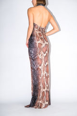 Roberto Cavalli Floor-length dress with snake print sz EU 42